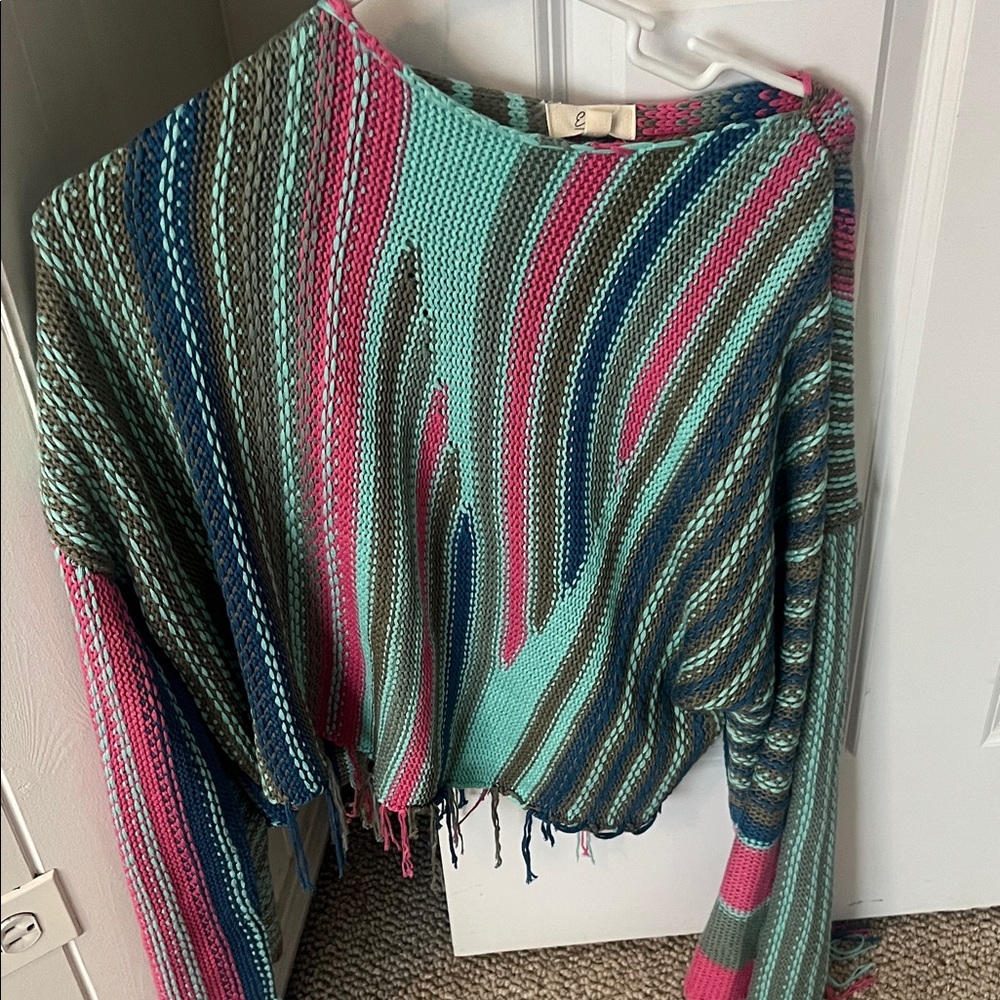 Anthropologie Boho fringe sweater